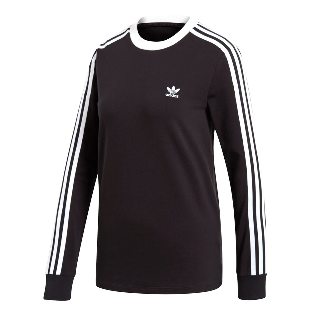 ADIDAS WOMEN'S 3 STRIPE LS TEE - Black - XSmall